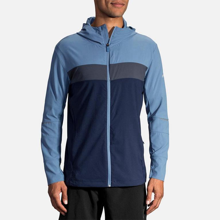 Brooks Canopy - Mens Running Jackets - Blue (75128VAOF)